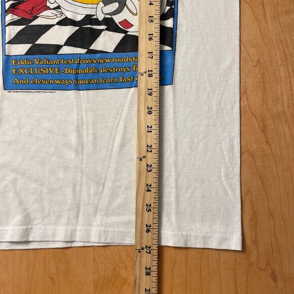 Vintage 90s Rodger Rabbit Cartoon Cab and Driver Medium WhiteT-Shirt - Picture 7 of 10